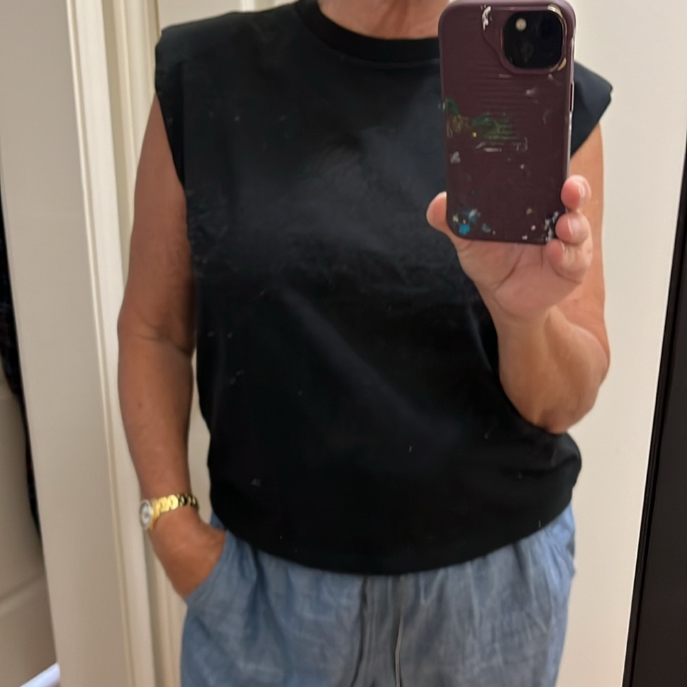 Jcrew Structured muscle T-shirt in mariner cotton, black size L, nwt